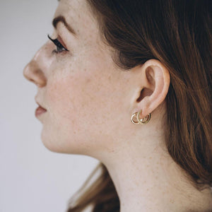CZ Huggie Gold Earrings