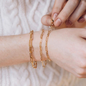 Gold Chain Link Bracelet 10x3mm - 7"