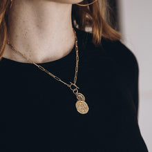 Double Coin Toggle Gold Drop Necklace