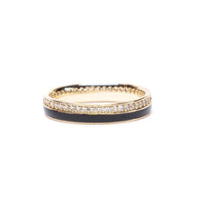 Crystal Stacking Gold Ring with Enamel
