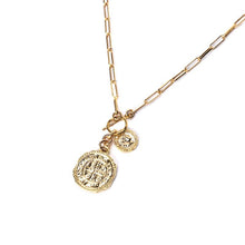 Double Coin Toggle Gold Drop Necklace