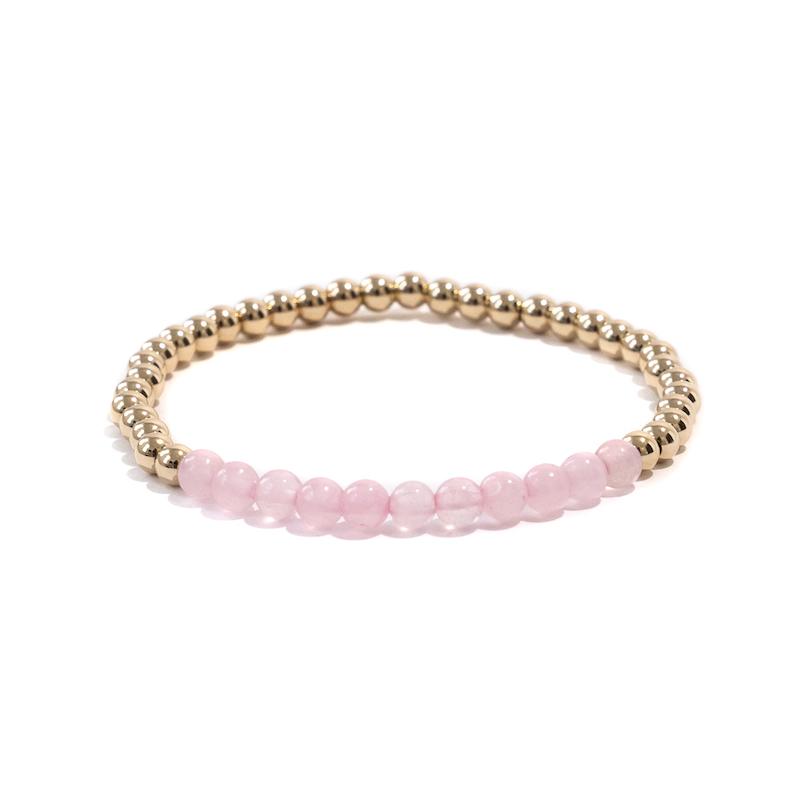 Rose Quartz Bracelet ,Pink Rose Quartz Gold filled & Sterling
