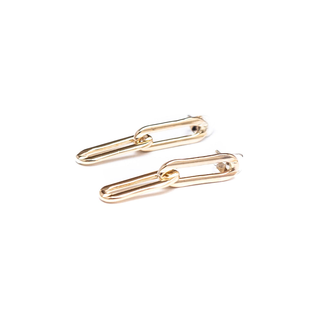 Double Chain Link Gold Earrings