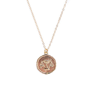 Zodiac Symbol Gold Pendant Necklace