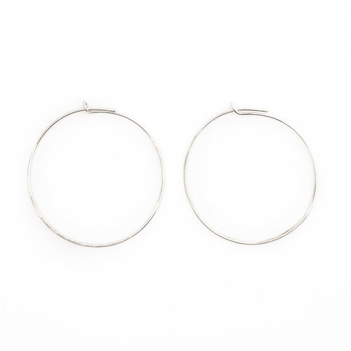 Thin Silver Hammered Hoops 29-65 mm