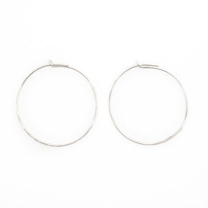 Thin Silver Hammered Hoops 29-65 mm