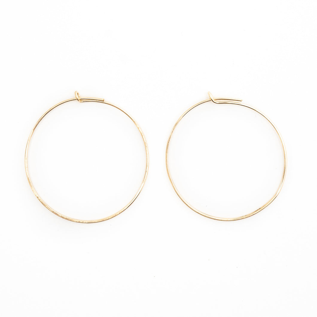 Thin Gold Hammered Hoops 29-65 mm