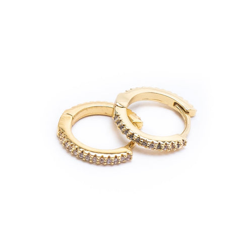 CZ Huggie Gold Earrings