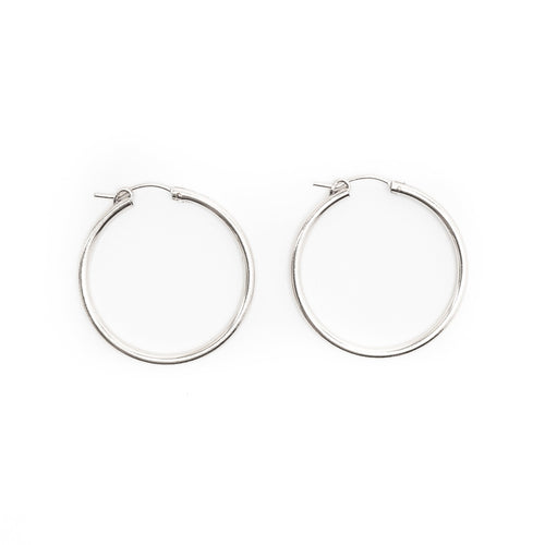 Thin Silver Hoops 35-60mm