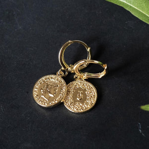 Coin Huggie Gold Earrings