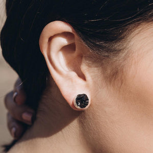 Black Druzy Posts - Bezel Circle