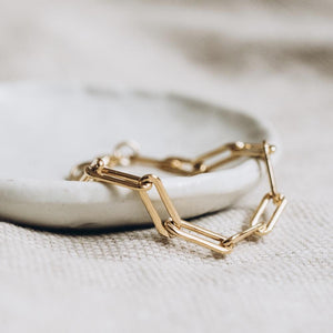 Bold Chain Link Gold Bracelet 15x5mm - 7"