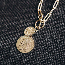 Bold Coin Toggle Gold Drop Necklace Media