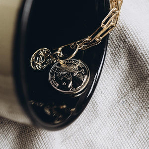 Bold Coin Toggle Gold Drop Necklace Media