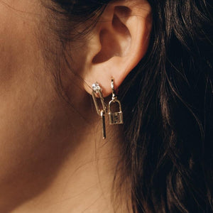 Lock Huggies Gold Earring