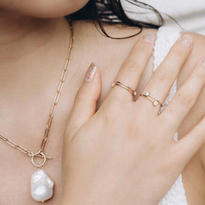 Baroque Pearl Toggle Gold Drop Necklace