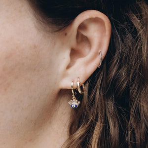 Flirty Evil Eye Huggies Gold Earring