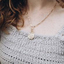 Double Coin Toggle Gold Drop Necklace