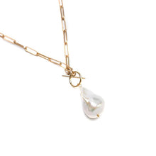 Baroque Pearl Toggle Gold Drop Necklace