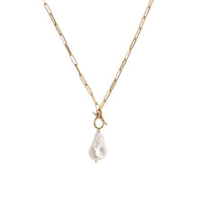 Baroque Pearl Toggle Gold Drop Necklace