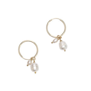 Double Pearl Drop Hoops