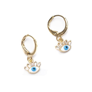 Flirty Evil Eye Huggies Gold Earring