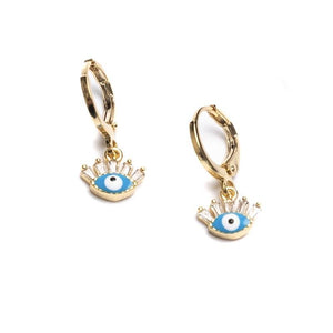 Flirty Evil Eye Huggies Gold Earring