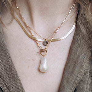 Baroque Pearl Toggle Gold Drop Necklace