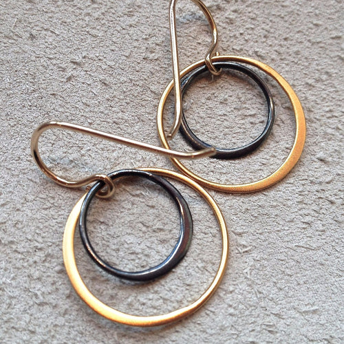 Mixed Metal Circle Earrings