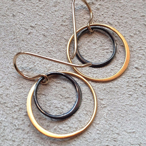 Mixed Metal Circle Earrings