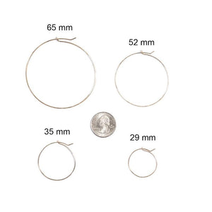 Thin Gold Hammered Hoops 29-65 mm