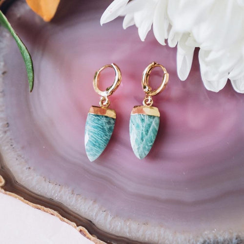 Amazonite Teardrop Gemstone Huggies For Clarity