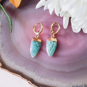 Amazonite Teardrop Gemstone Huggies For Clarity