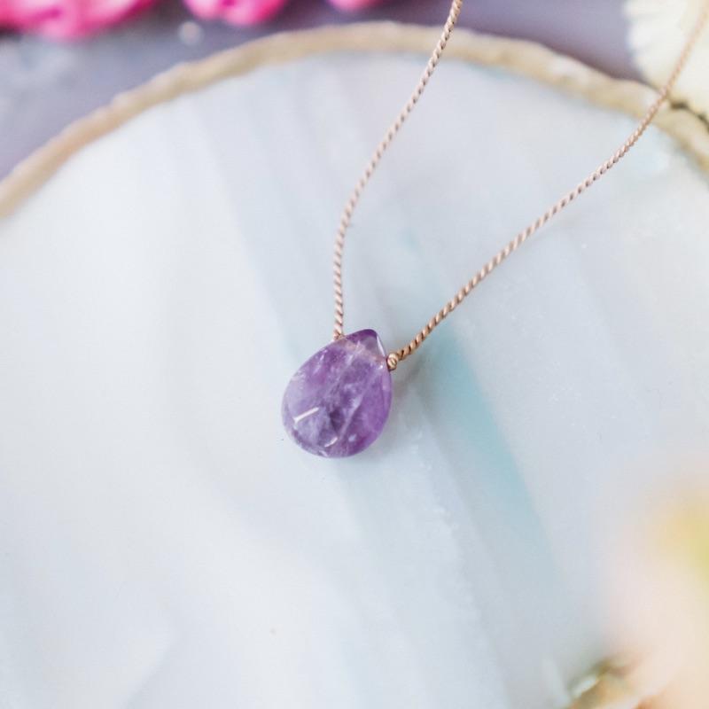 Amethyst Briolette Gemstone Necklace For Meditation