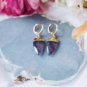 Amethyst Teardrop Gemstone Huggies For Meditation