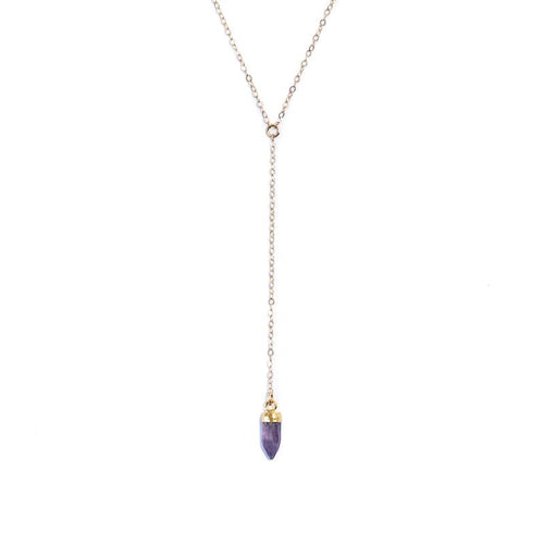 Amethyst Y Gold-Filed Necklace