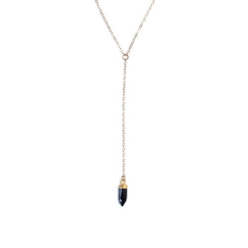 Black Onxy Y Gold-Filed Necklace