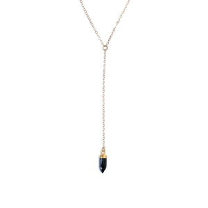 Black Onxy Y Gold-Filed Necklace