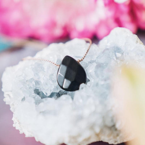 Black Onyx Briolette Gemstone Necklace For New Beginnings