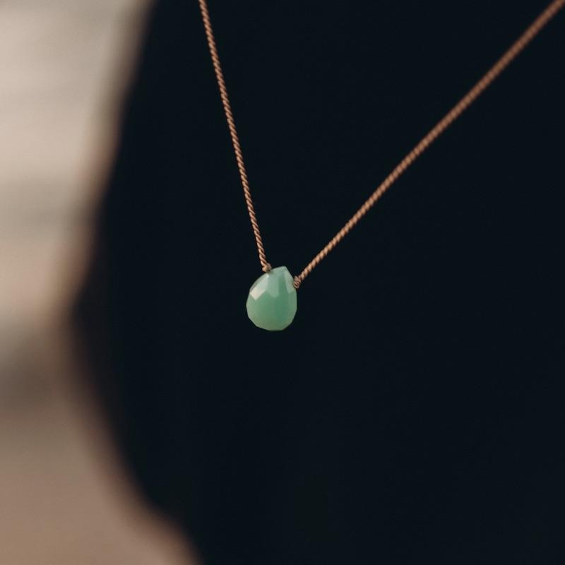 Chrysoprase Briolette Gemstone Necklace For