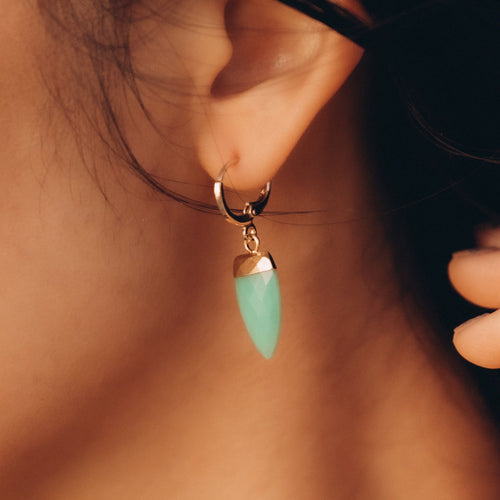 Chrysoprase Teardrop Gemstone Huggies For Forgiveness