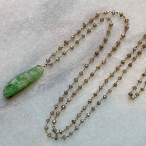 Kyanite and Labradorite Long Necklace