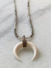 White Topaz Pavé Horn on Moonstone and Pyrite Necklace