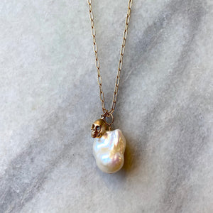 Baroque Pearl & Skull Necklace