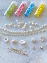 Rainbow Pearl Elastic Bracelet Project with Charm Bracelet