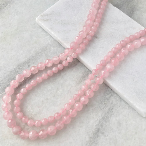 Faceted Rose Quartz Bead Strand