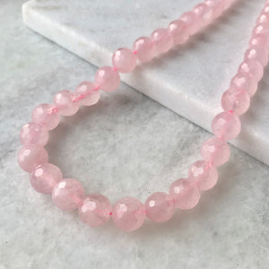 Faceted Rose Quartz Bead Strand