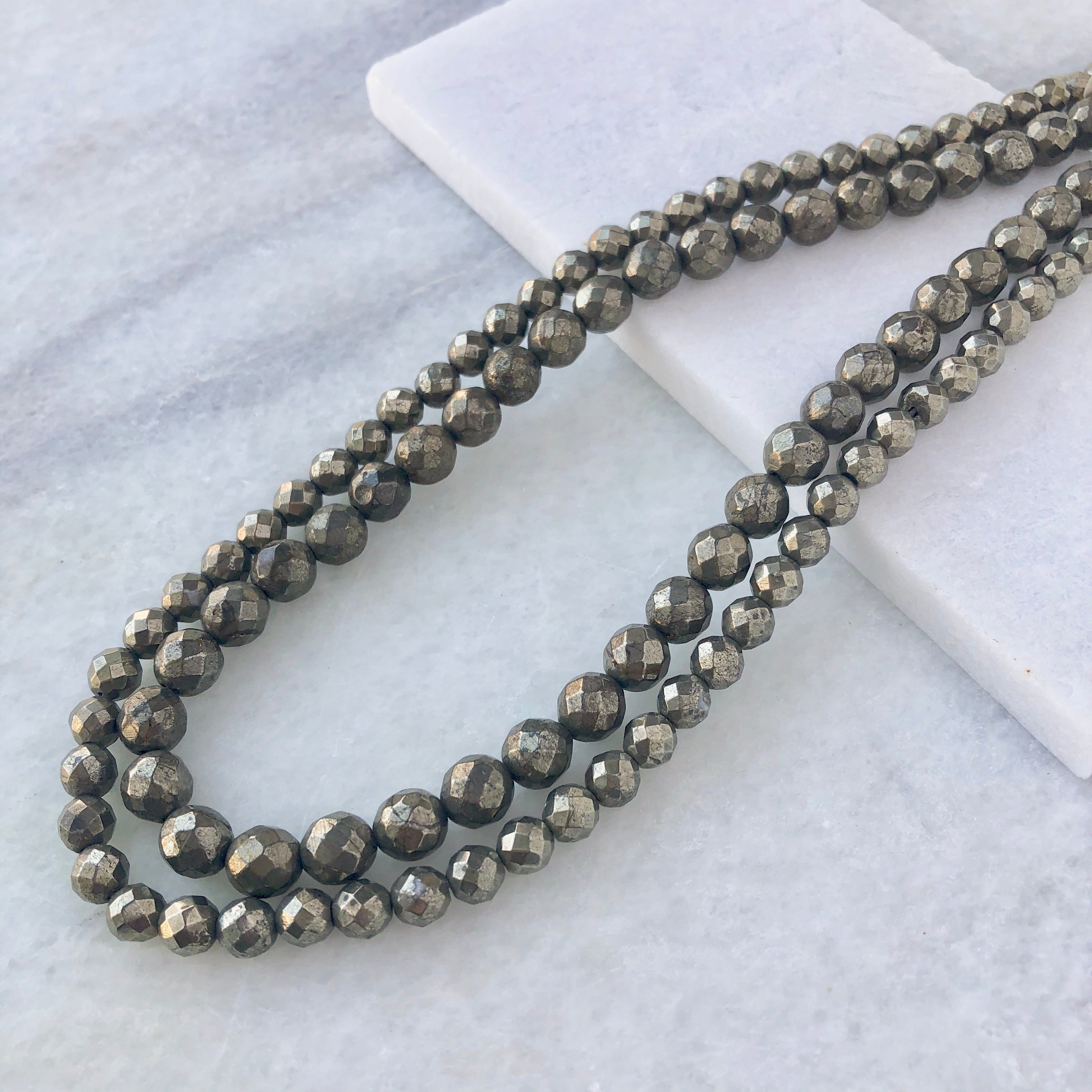 Faceted Pyrite Bead Strand Beadniks Chicago