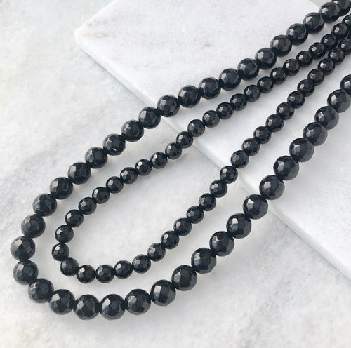 Faceted Onyx Bead Strand