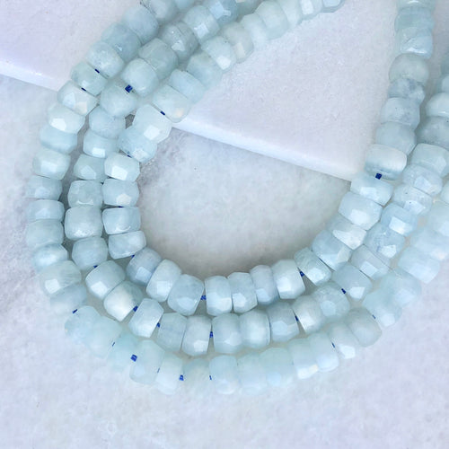 Faceted Aquamarine Bead Strand 9mm